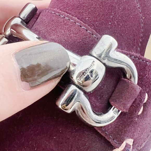 Salvatore Ferragamo Men's Gancini Suede Bit Loafers Purple Plum Men's Size 9.5 - Picture 8 of 11